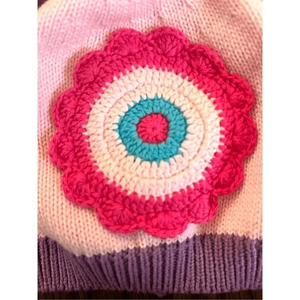 NEW Hanna Andersson Girls 1-3 Yrs Flower Applique Beanie Hat BUY 2 GET 1 FREE